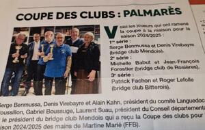 COUPE DES CLUBS LE POINT APRES 6 TOURNOIS